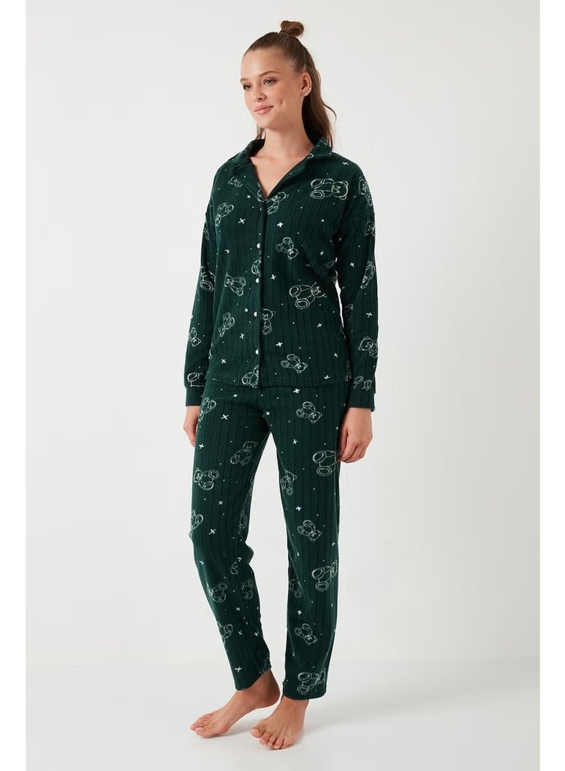 Lela Standard Fit Buttoned Polar Fleece Pajama Set Women's Pajama Set 6095616 - Image 3